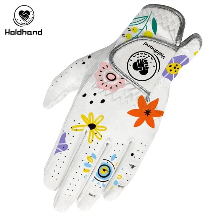 Ladies' Golf PU Leather Gloves With Red Love Print