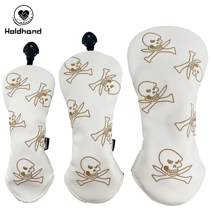 Golf Head Covers Sæt Skull Golf Club Covers til føreren Fairway Wood Hybrid Golf Headcovers passer til alle mærke golfkøller - 3 Pakke